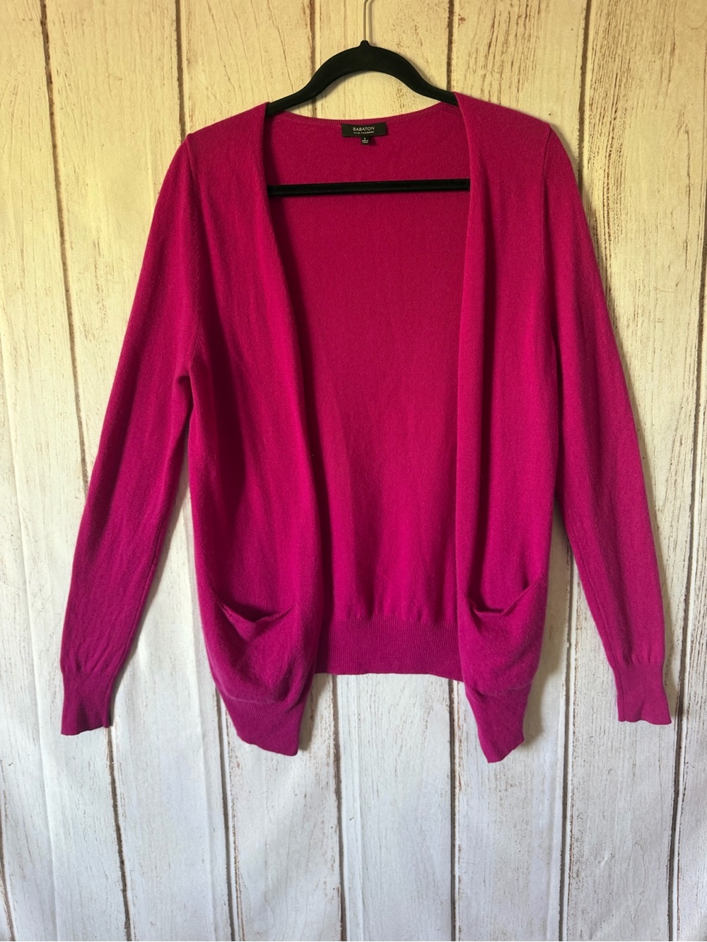 Babaton Aritzia Magenta Wool Cashmere Open Front Cardigan Size S Pink